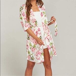 SHOW ME YOUR MUMU Garden Of Blooms Brie Robe Kimono Cover Pink Floral Loungewear